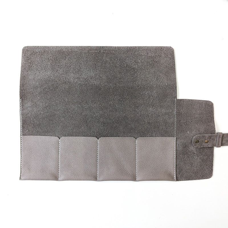 Leather Watch Roll - Large / Cloud Grey - The Black Canvas