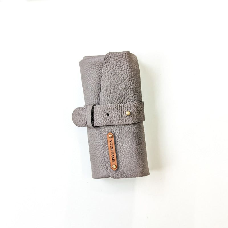 Leather Watch Roll - Large / Cloud Grey - The Black Canvas