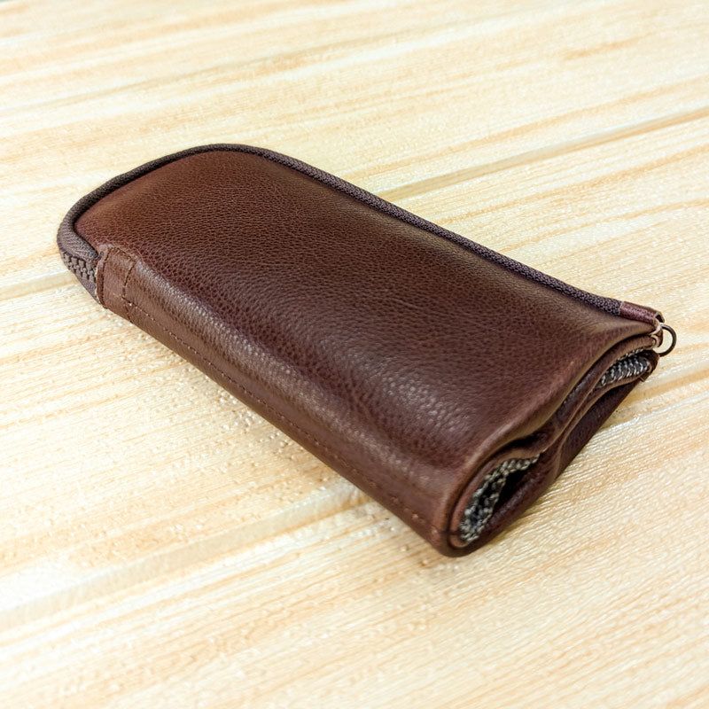 Colour Block Pen Pouch - Cognac Brown - The Black Canvas
