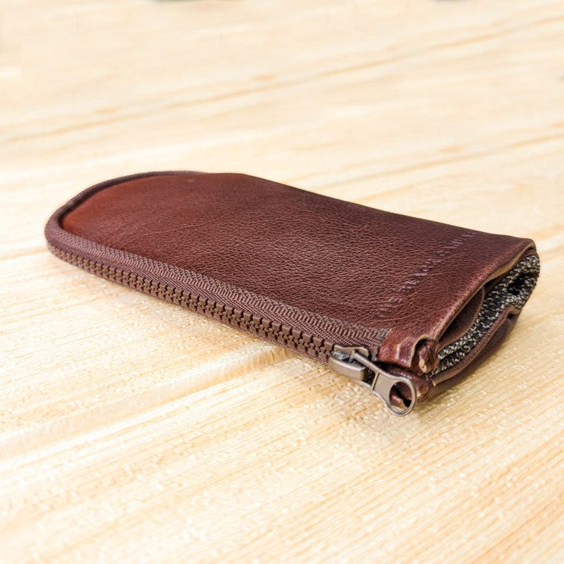 Colour Block Pen Pouch - Cognac Brown - The Black Canvas