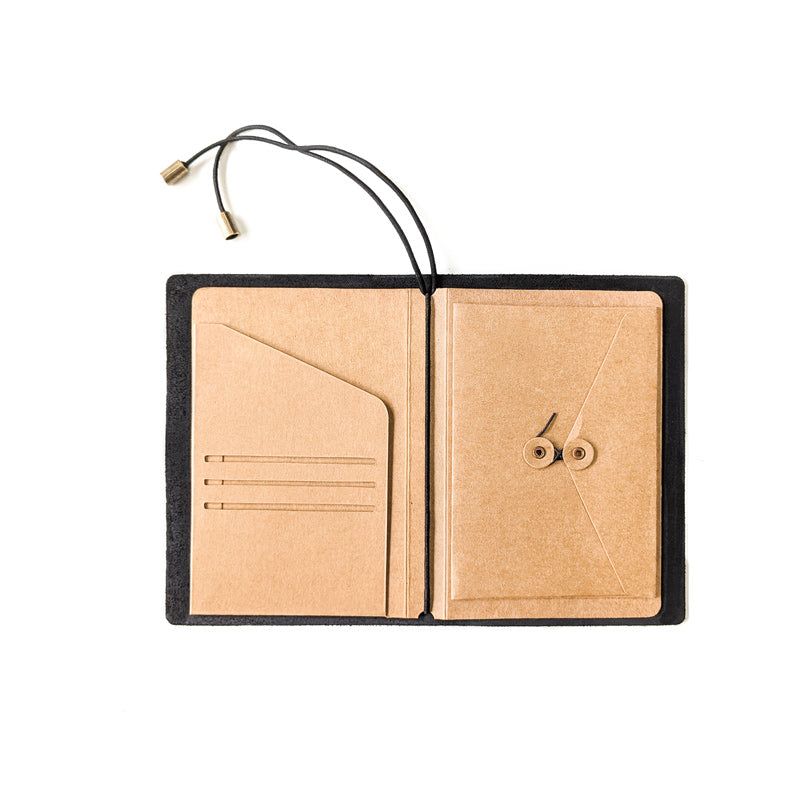 Black w/ Waffle Pocket TBC Travellers Journal | A6 - The Black Canvas