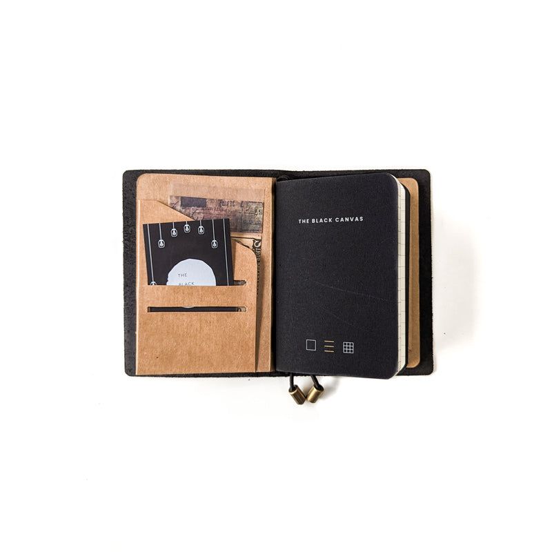 Black w/ Waffle Pocket TBC Travellers Journal | Passport - The Black Canvas