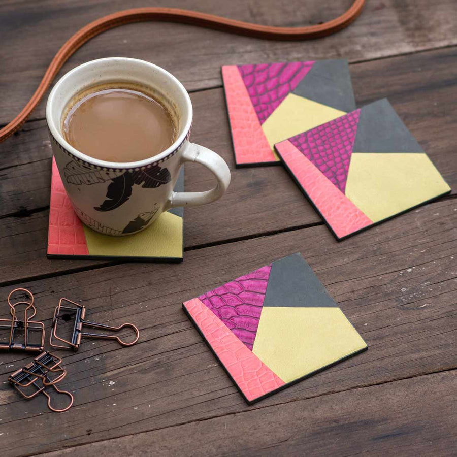 Leather & Cork Coasters - The Black Canvas