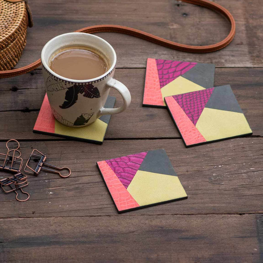 Leather & Cork Coasters - The Black Canvas