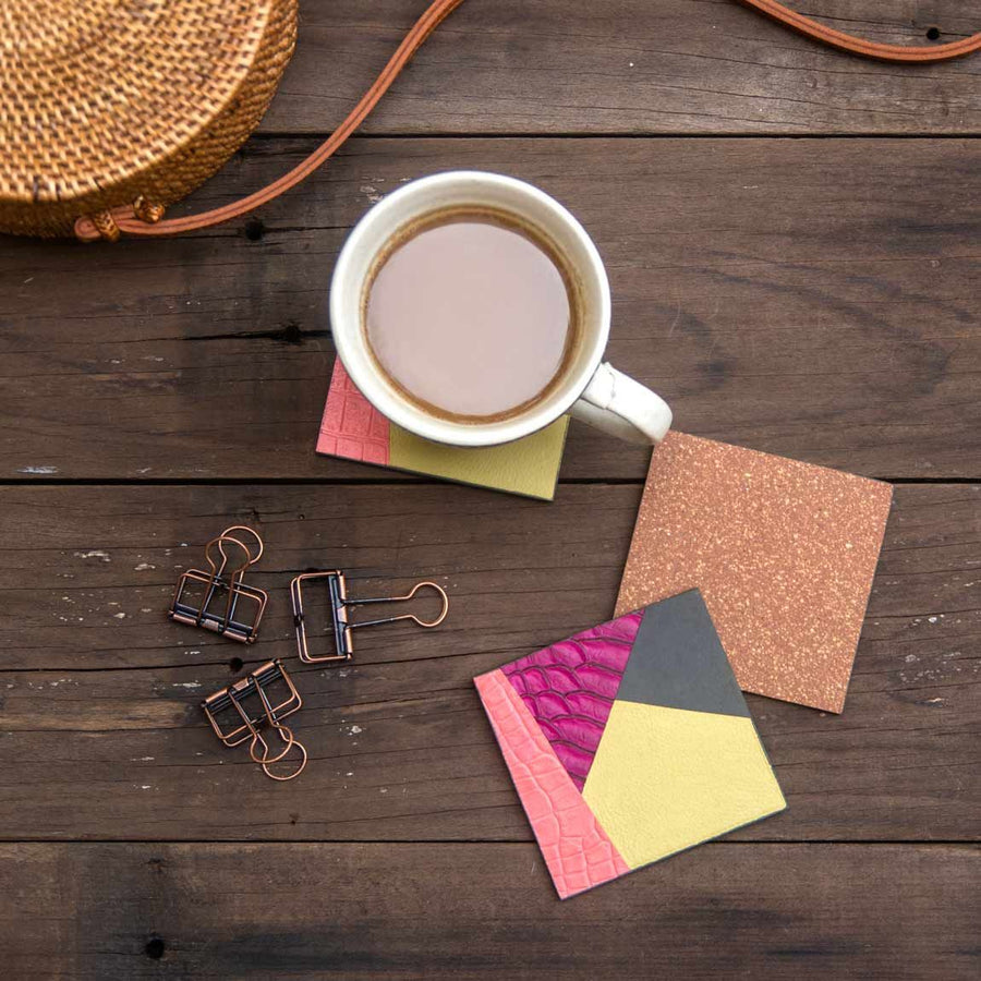Leather & Cork Coasters - The Black Canvas