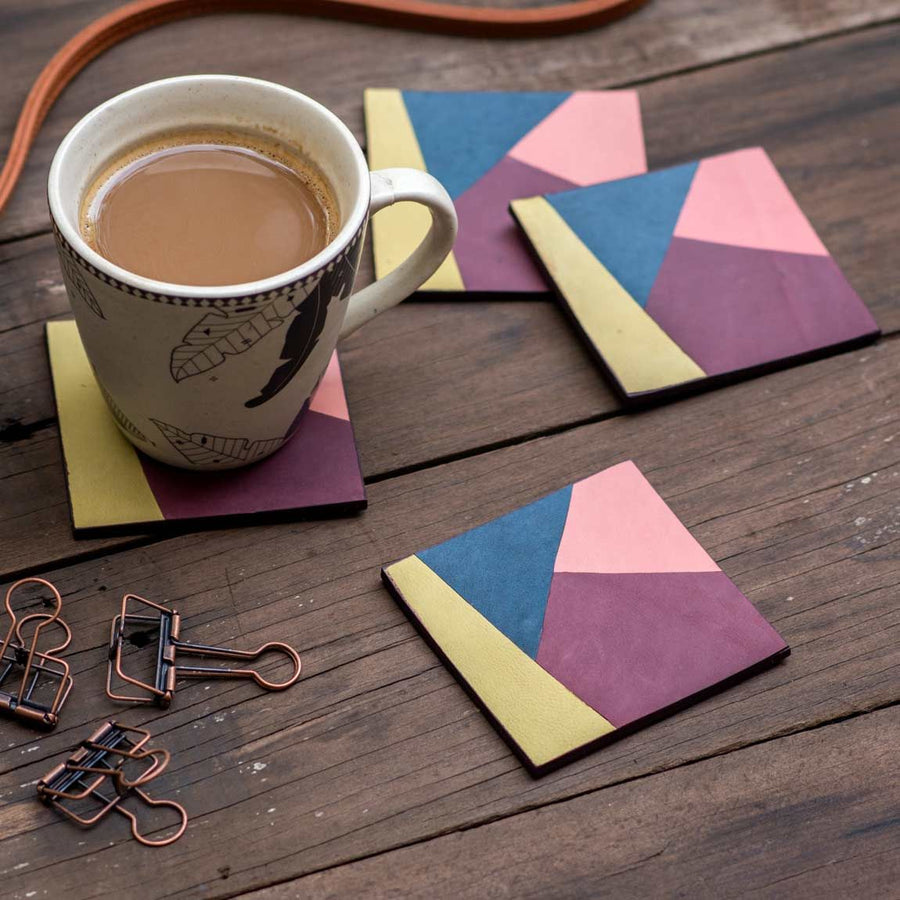 Leather & Cork Coasters - The Black Canvas