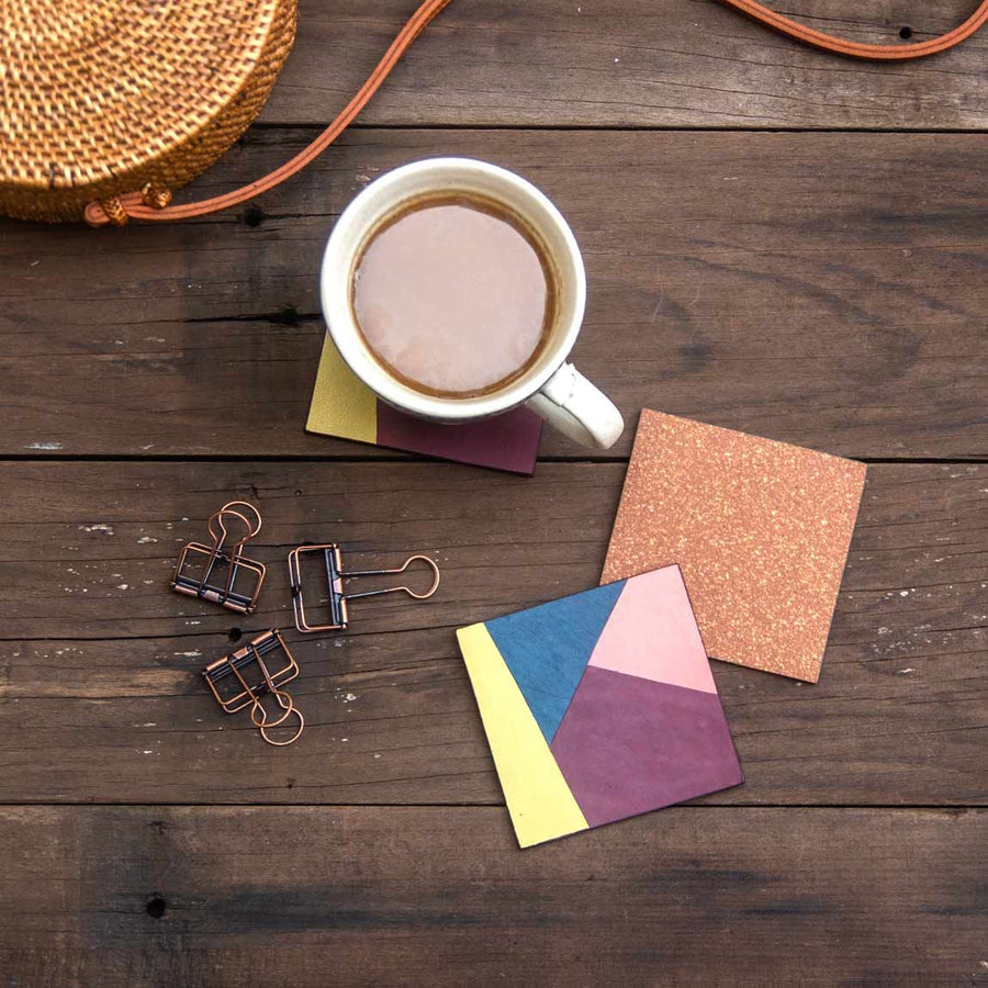 Leather & Cork Coasters - The Black Canvas