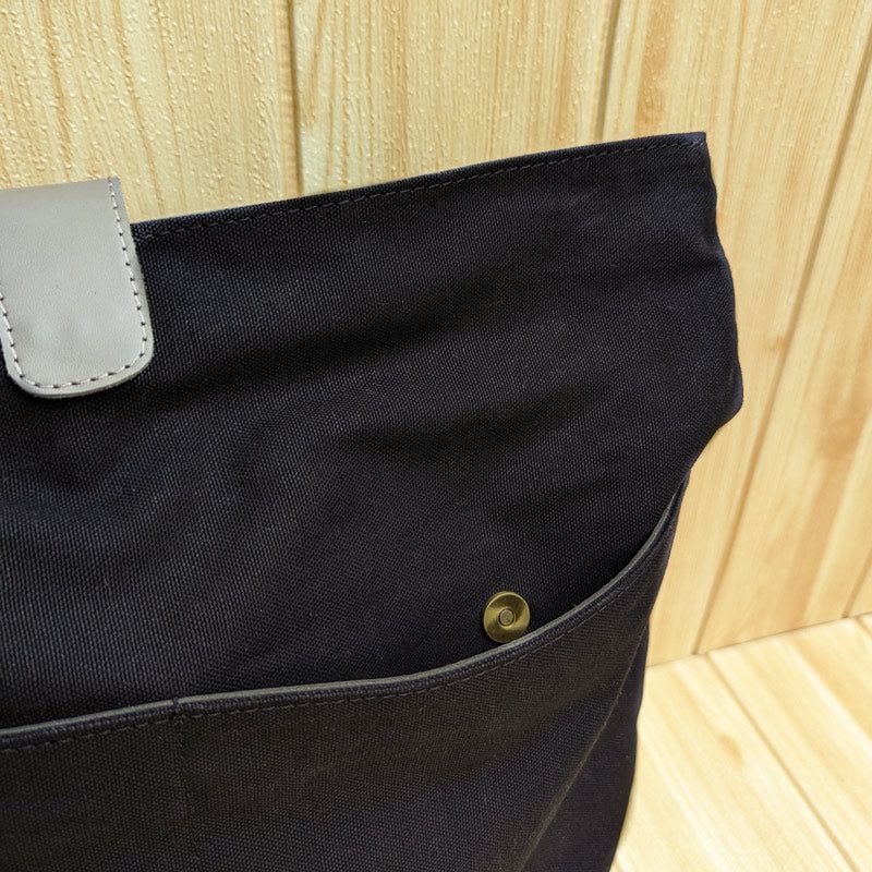Leather & Canvas Travel Backpack - Grey & Black - The Black Canvas