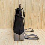 Leather & Canvas Travel Backpack - Grey & Black - The Black Canvas
