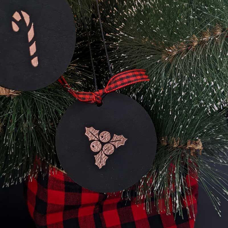 Leather Christmas Tree Ornaments - Set of 6 - The Black Canvas