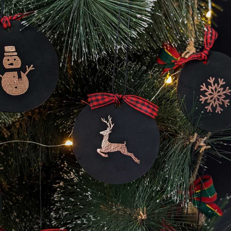 Leather Christmas Tree Ornaments - Set of 6 - The Black Canvas