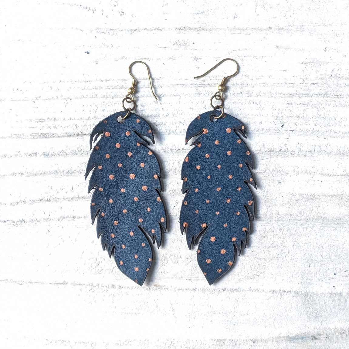 Leather Feather Earrings - The Black Canvas