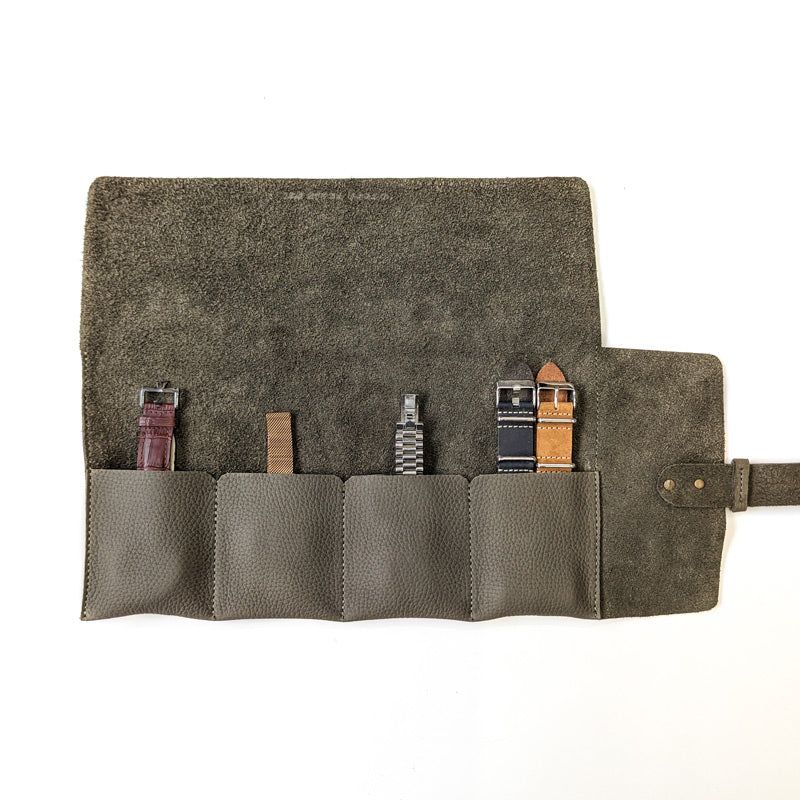 Leather Watch Roll - Large / Matcha Green - The Black Canvas