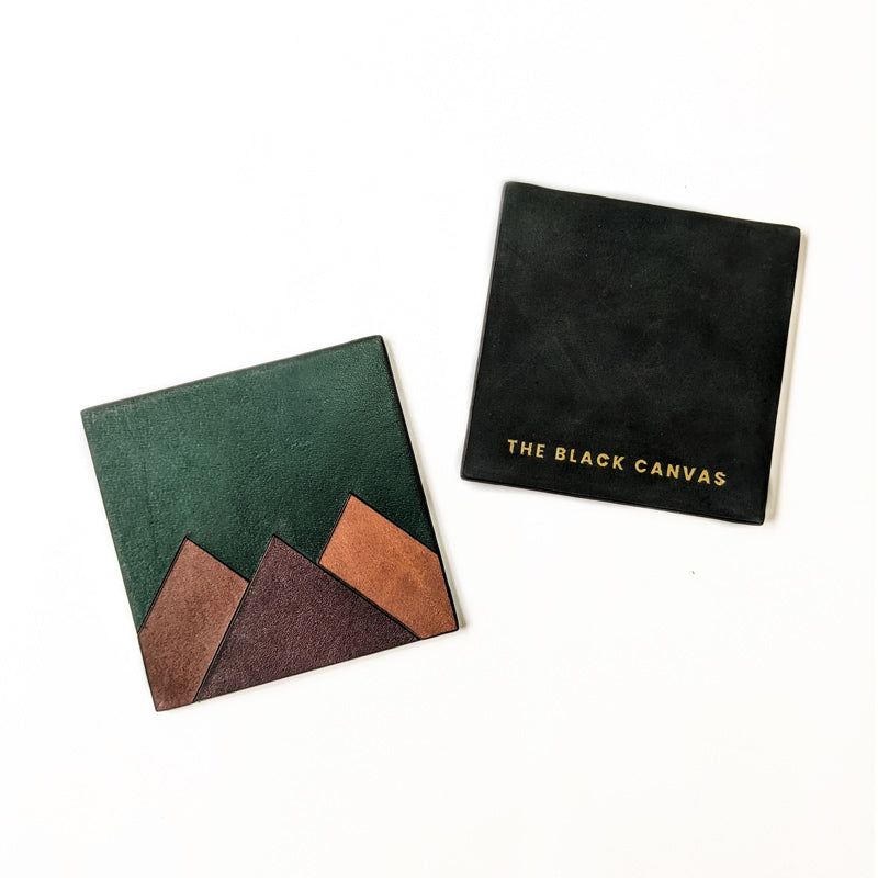 Mountains Leather Coasters - The Black Canvas
