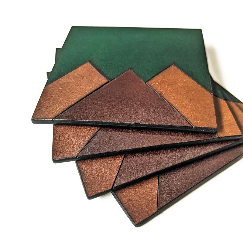 Mountains Leather Coasters - The Black Canvas