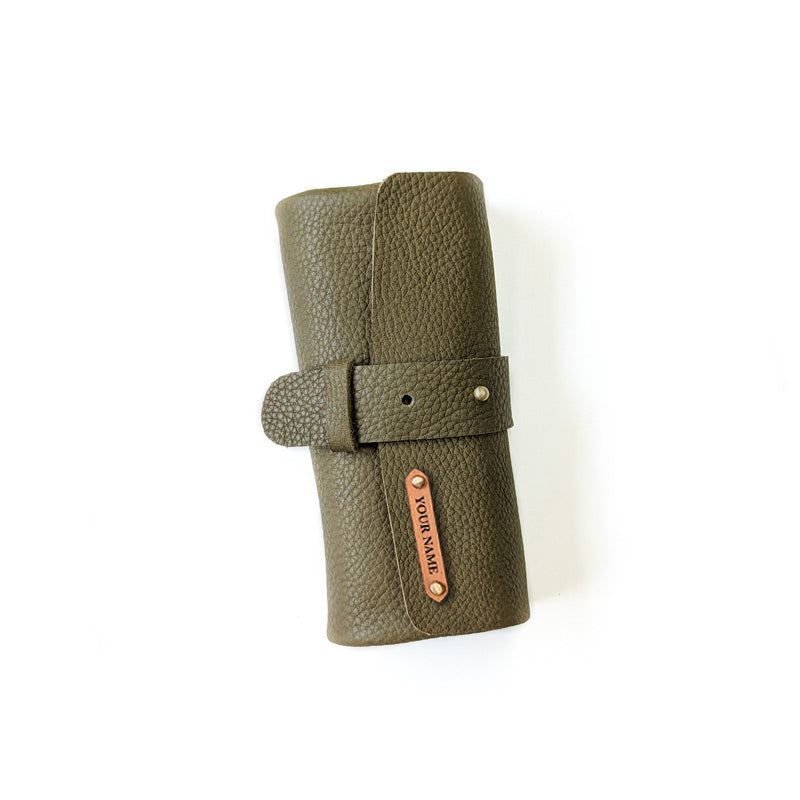 Leather Watch Roll - Small / Cactus Green - The Black Canvas