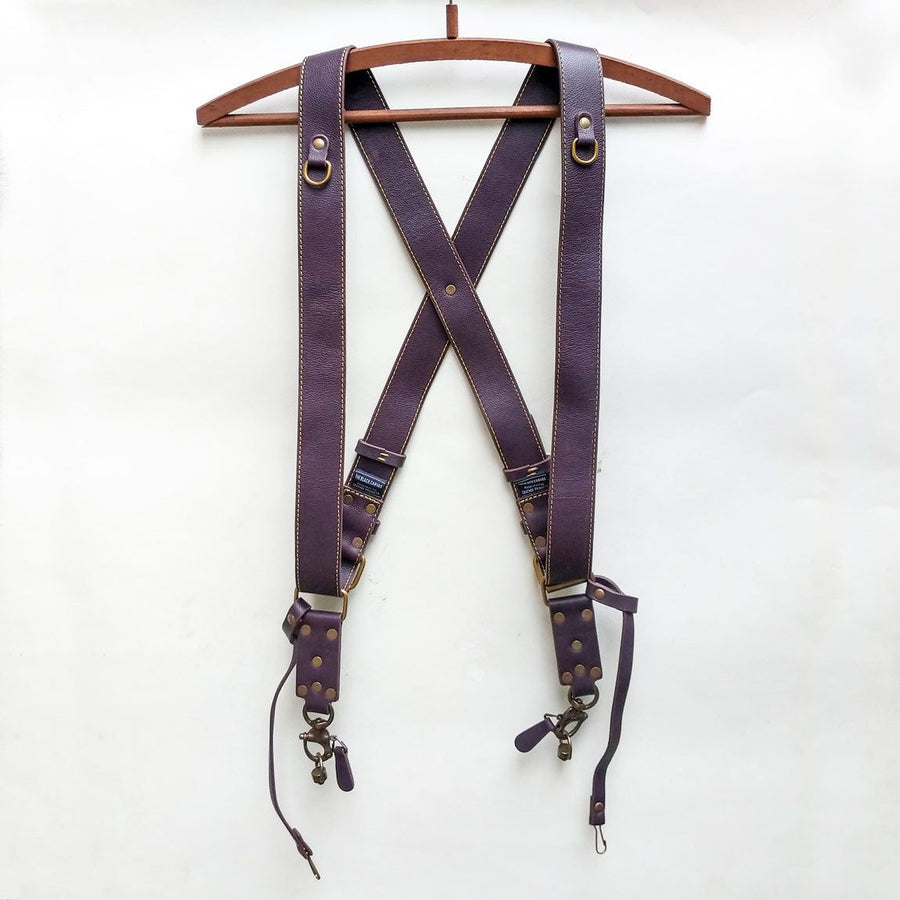 Double Camera Strap Harness - Purple - The Black Canvas