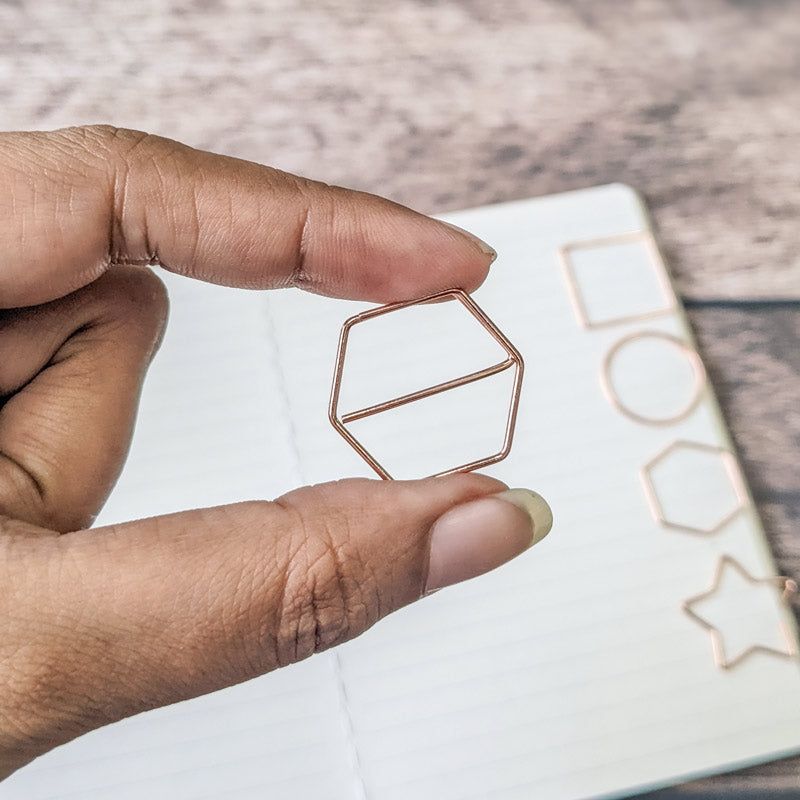 Rose Gold Geometric Paper Clips - Set of 4 - The Black Canvas