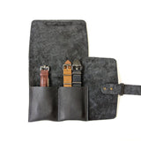 Leather Watch Roll - Small / Slate Grey - The Black Canvas