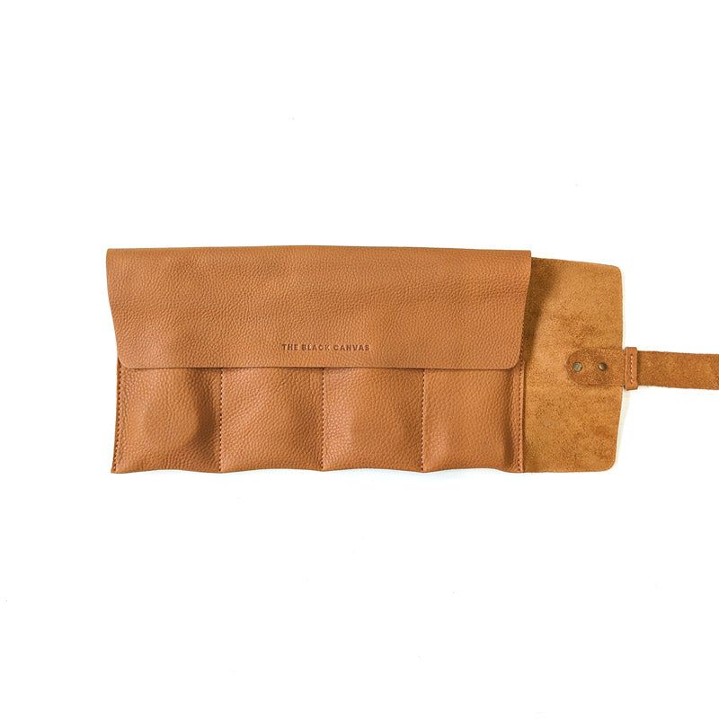 Leather Watch Roll - Large / Windsor Tan - The Black Canvas