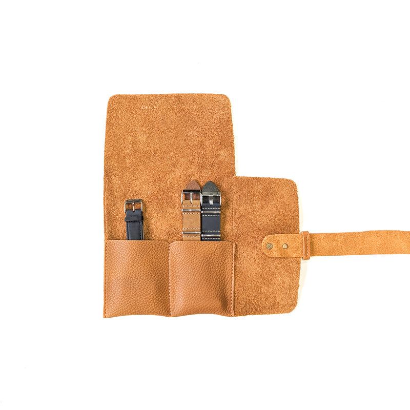 Leather Watch Roll - Small / Windsor Tan - The Black Canvas