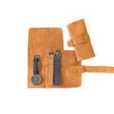 Leather Watch Roll - Small / Windsor Tan - The Black Canvas